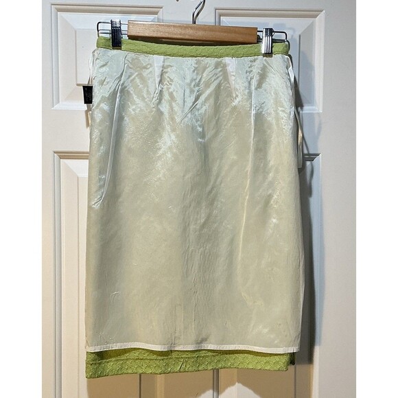 Donna Rae Textured Pencil Skirt Lime Green Lined Women’s Size 4 - Picture 7 of 8